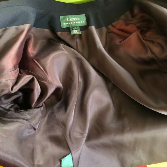 *Flawed Lauren Ralph Lauren Wool Double Breasted Blazer Suit Jacket Navy Size 14 - Picture 7 of 16